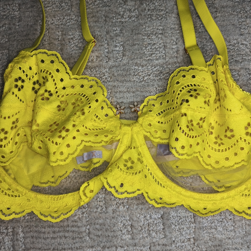 Savage X Fenty Vibrant Yellow Lace Bra - Picture 3 of 6